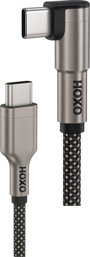 USB C Kabel - USB C naar C - Snellader 60W - Haakse aansluiting 90° - 1.5 Meter - USB Kabel Gevlochten - Geschikt voor Samsung