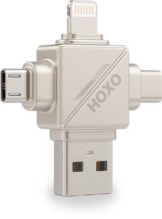 SD Kaart lezer 4 in 1 - Micro SD kaart Lezer - Geschikt voor Lightning - USB C - Micro USB - USB A - Gegevensoverdracht - Geschikt voor Smartphones, Tablets & Computers