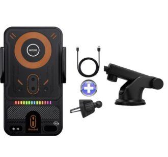 Telefoonhouders auto 15W Draadloos Opladen - Ventilatie, Raam, Dashboard - Extra Sterk Zuignap - 360° Rotatie met 1 knop - Inclusief ventilatieroosterclip met haakje