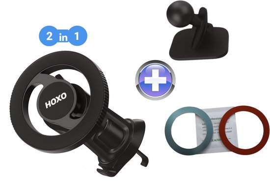 Magnetische Telefoonhouder met haak - Ventilatie, Raam, Dashboard - GSM Houder - 360° Rotatie - Inclusief 2 Magneet Ringen - Voor smartphones 3 - 7 inch - Universeel